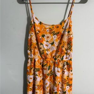 Floral Orange and White Romper